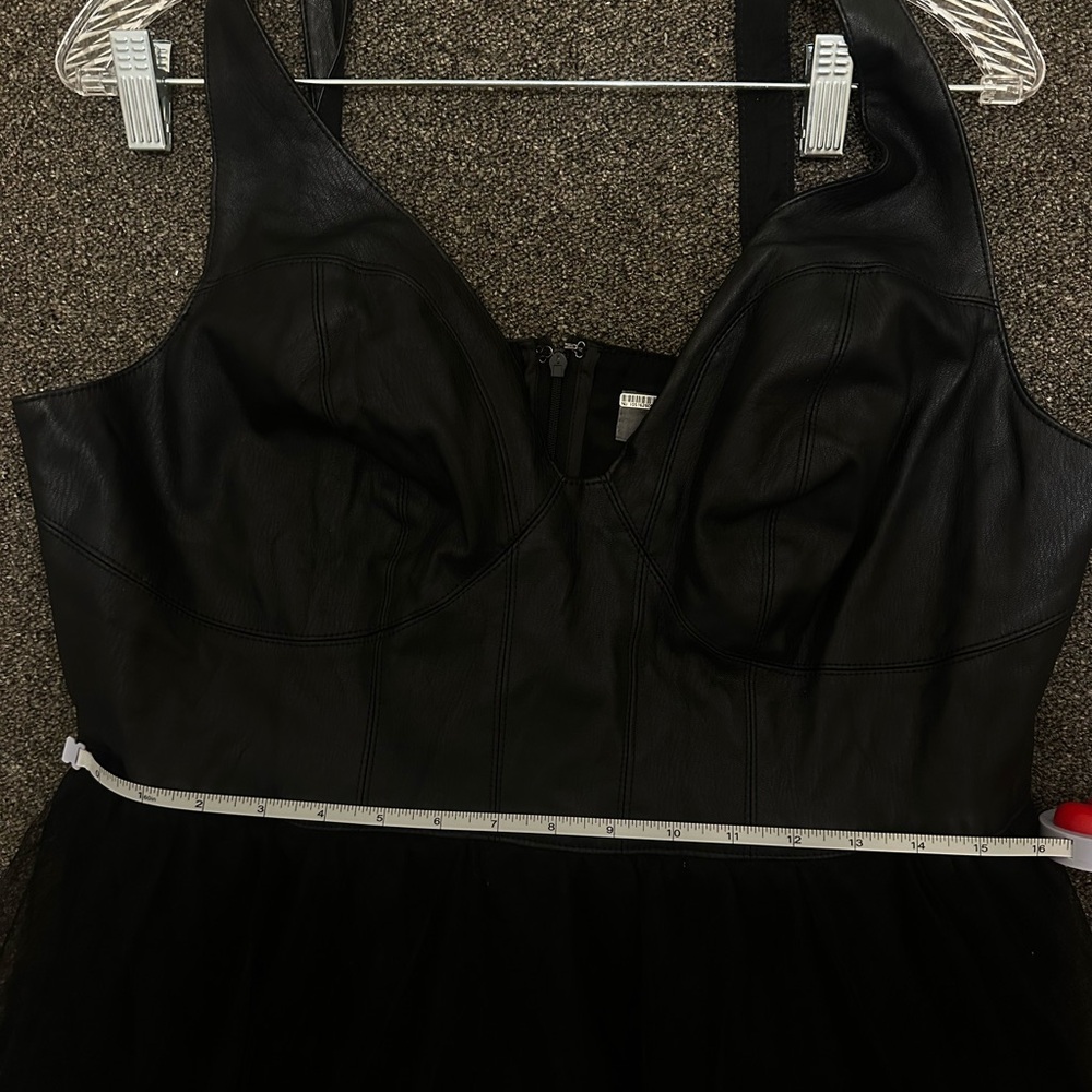 Anthropologie Black Dress- Leather too tulle bottom - Picture 8 of 8